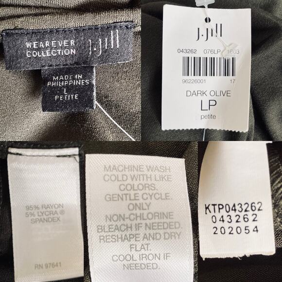 J. Jill Wearever Layering Tank Top Sleeveless Dark Olive Size Large Petite New - Picture 7 of 16